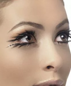 Smiffy's Fever False Top & Bottom Eyelashes - Angled Black With Gems False Eyelashes