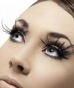 Smiffy's Fever False Eyelashes - Extravagant Black Feather Plumes