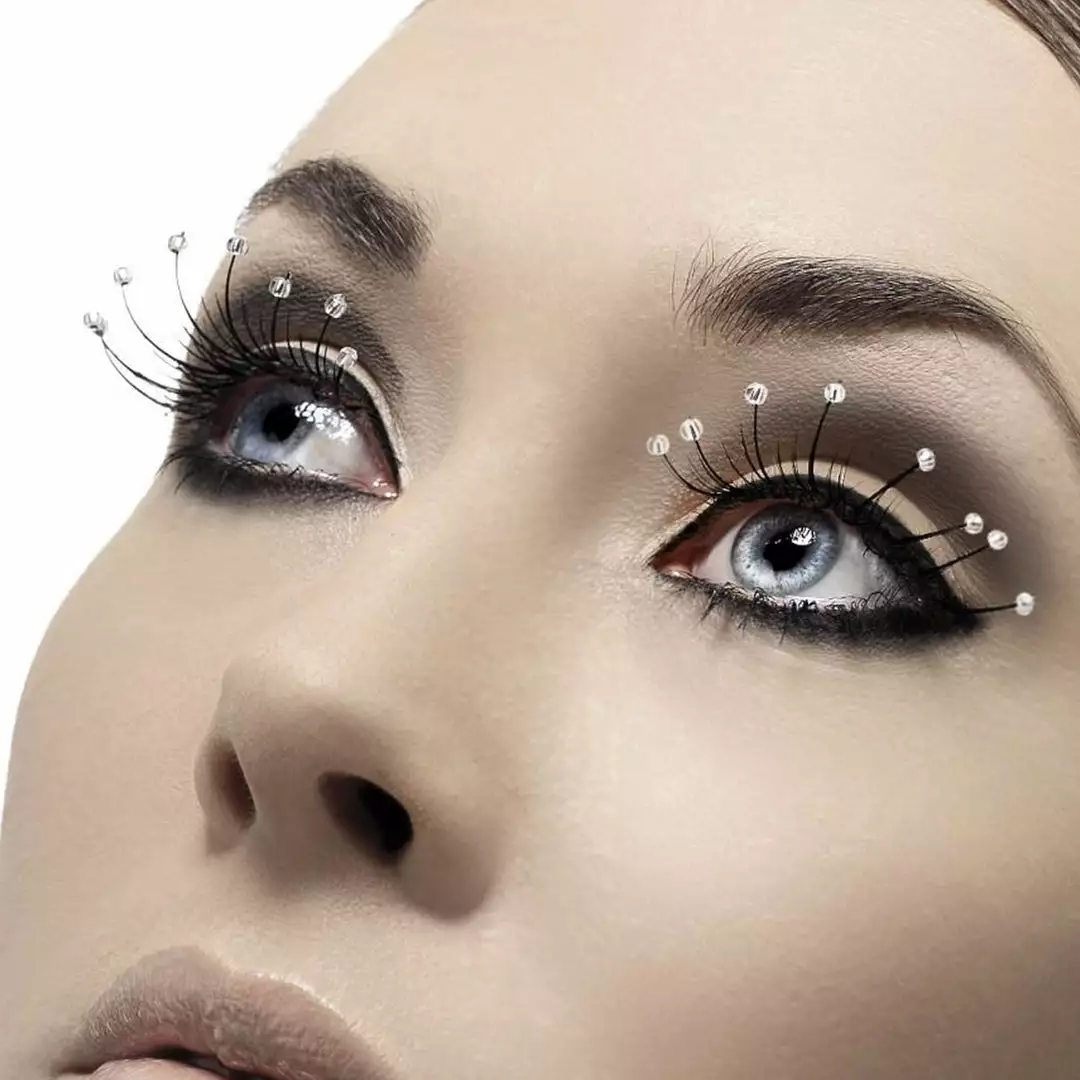 Smiffy's Fever False Eyelashes - Black With Clear Droplets