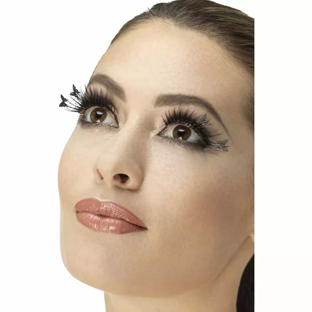 Smiffy's Fever False Eyelashes - Black Butterfly Winged