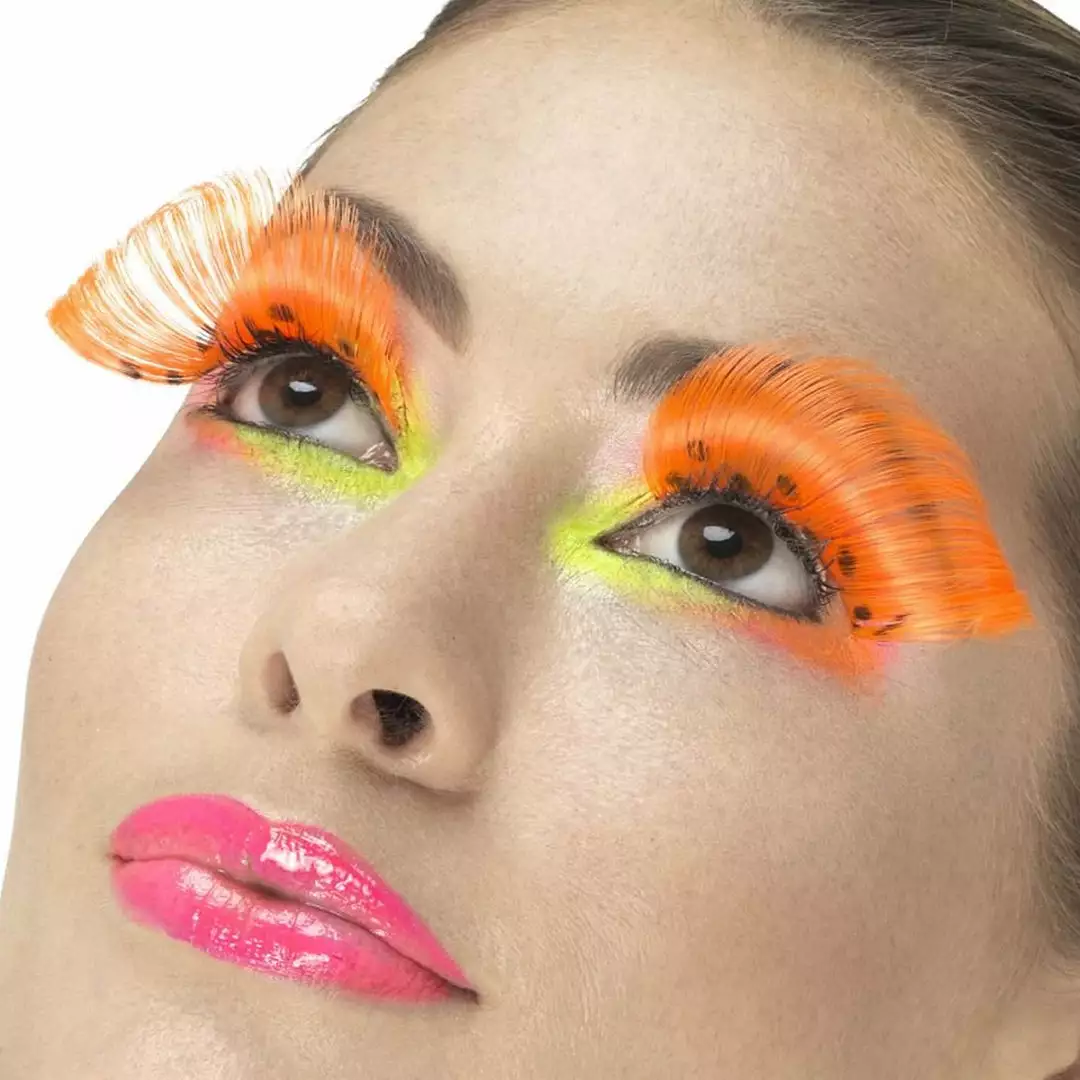 Smiffy's Fever False Eyelashes - Polka Dot Neon Orange