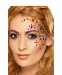 Smiffy's Make-up FX 100 Self-adhesive Face Gems - Multicolour Glitter