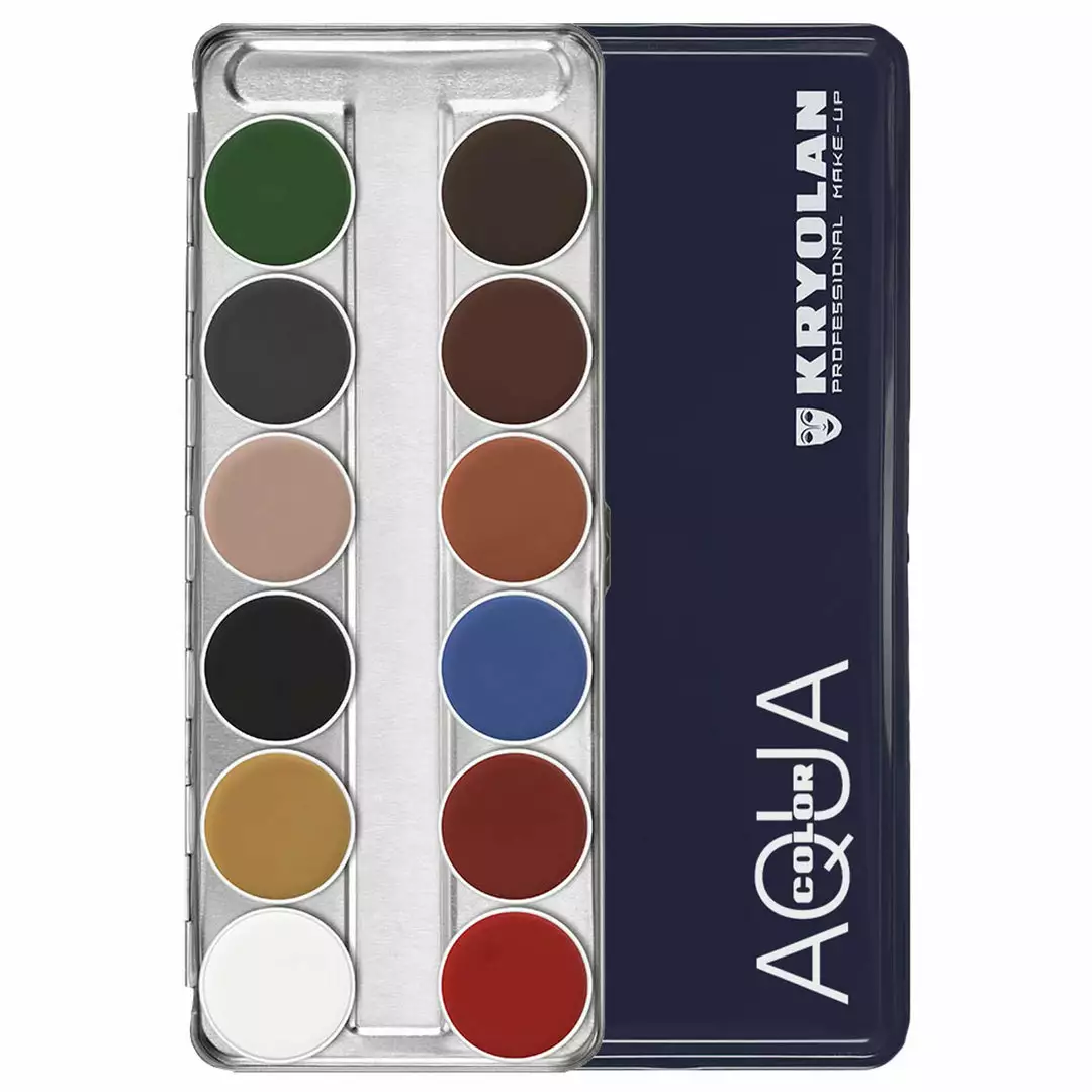 Kryolan AQUACOLOR 12 Palette - Face & Body Paint - B