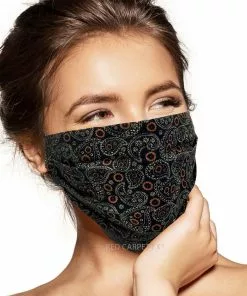 Pebbles Of Leeds Face Masks Pebbles Handmade Pleated Cotton Face Mask - Paisley Burnt Orange
