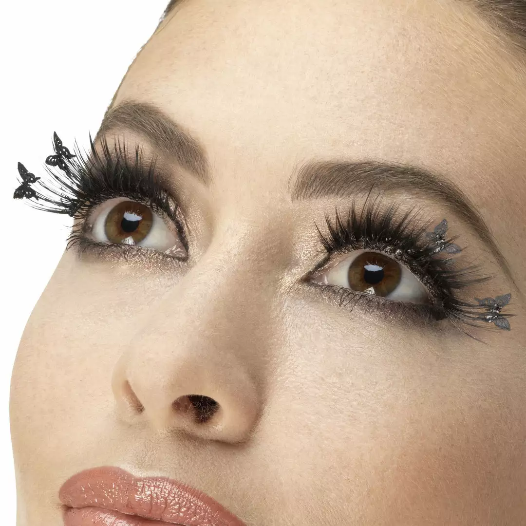 Smiffy's Fever False Eyelashes - Black Butterfly Winged