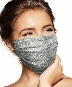 Pebbles Of Leeds Pebbles Handmade Pleated Cotton Face Mask - Classic Grey Floral Face Masks
