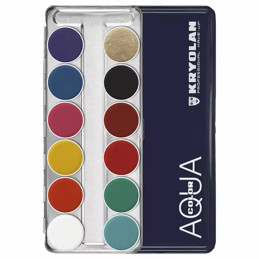 Kryolan AQUACOLOR 12 Palette - Face & Body Paint - FP