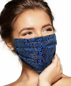 Pebbles Of Leeds Pebbles Handmade Pleated Cotton Face Mask - Paisley Blue