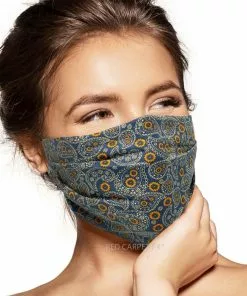 Pebbles Of Leeds Face Masks Pebbles Handmade Pleated Cotton Face Mask - Paisley Orange