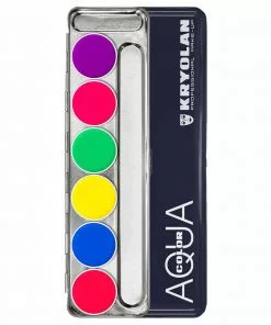 Kryolan AQUACOLOR UV-Dayglow 6 Palette - Face & Body Paint - Basic